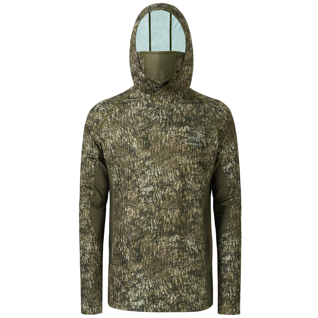 Camisas de caza Bassdash UPF 50+ para hombre con máscara y sudadera de pesca de camuflaje de manga larga
