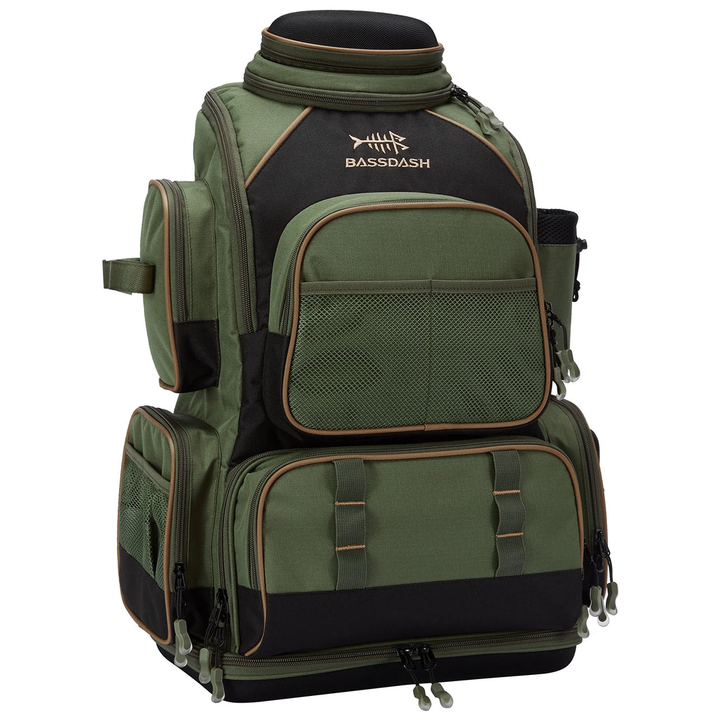 Mochila táctica verde militar Bassdash para pesca, bolsa de hombro con funda protectora para lluvia SD2