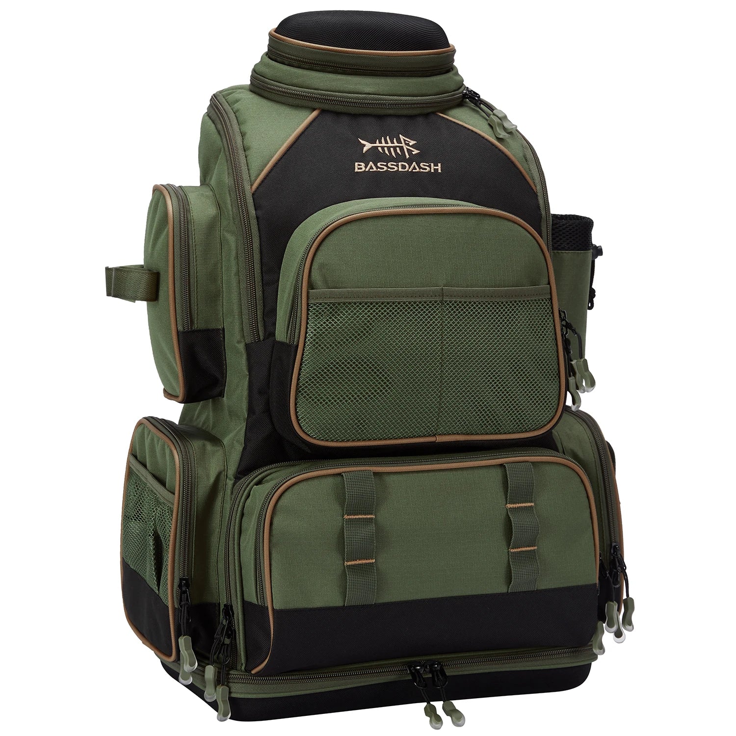 Mochila táctica verde militar Bassdash para pesca, bolsa de hombro con funda protectora para lluvia SD2