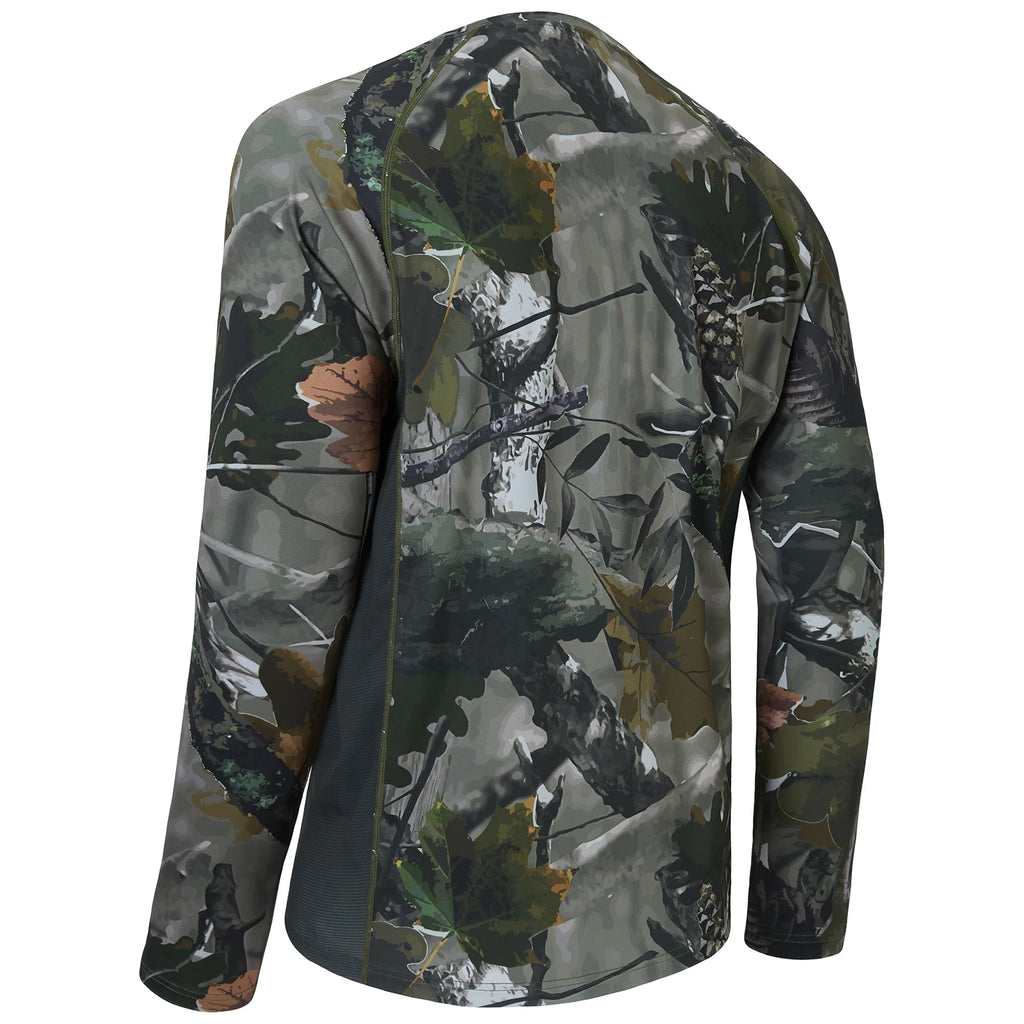 Camisa de manga larga Bassdash para hombre, de camuflaje para caza, rendimiento para pesca, sudadera con camuflaje, musgo, madera, juncos, bosque SD1