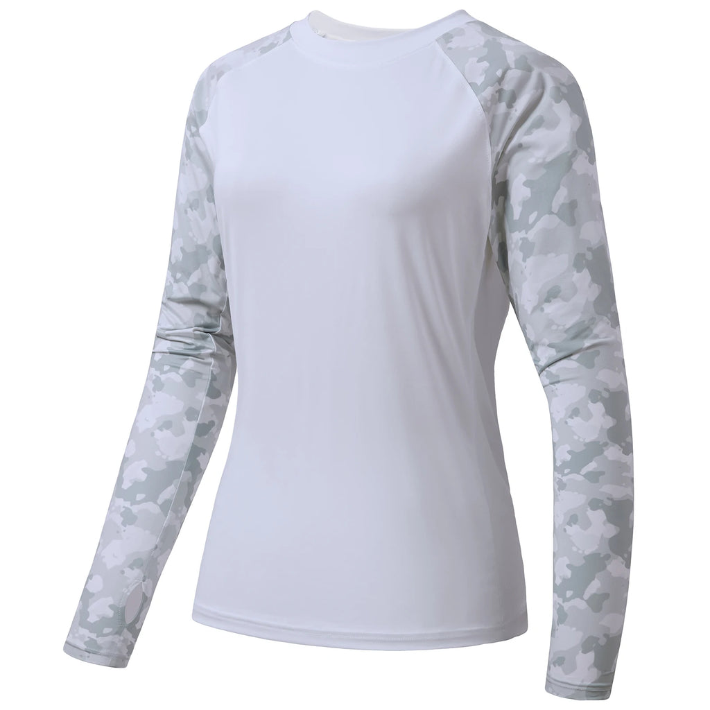 Camiseta Bassdash para mujer con protección solar UPF 50+ UV, manga larga, camuflaje, ideal para pesca y senderismo