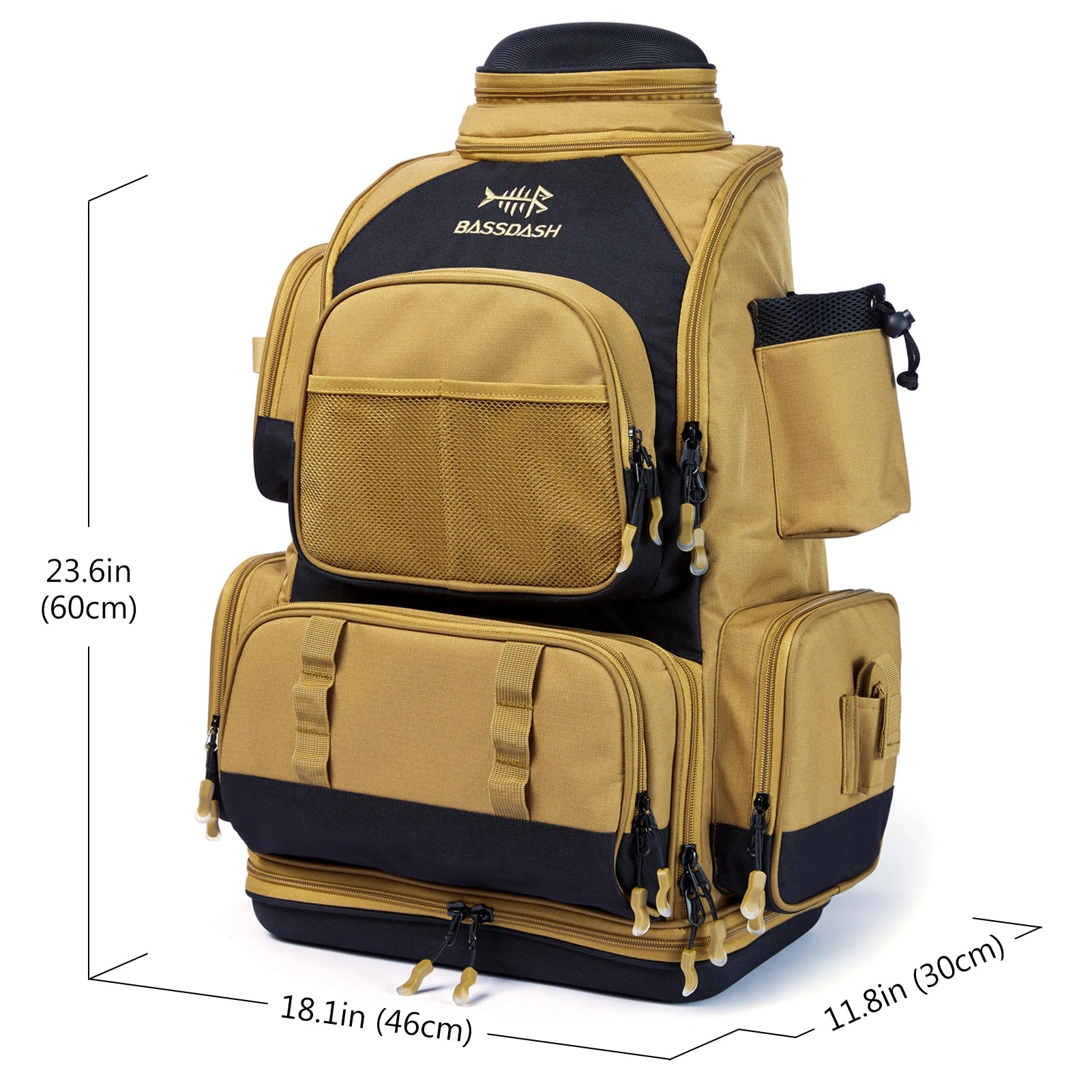 Mochila táctica verde militar Bassdash para pesca, bolsa de hombro con funda protectora para lluvia SD2