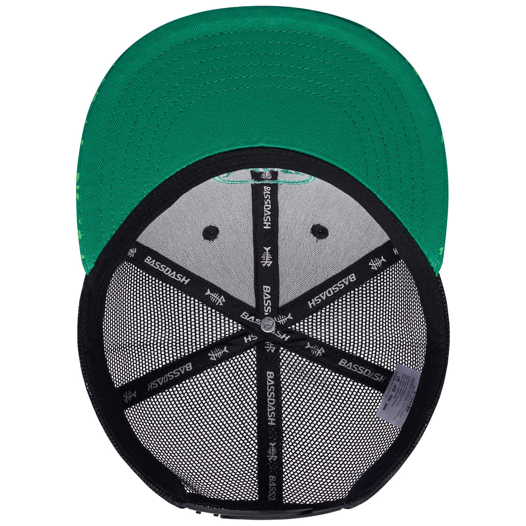 Gorra de camionero de visera plana Bassdash, ajustable, con cierre trasero de malla, para hombres y mujeres, para pesca y caza.