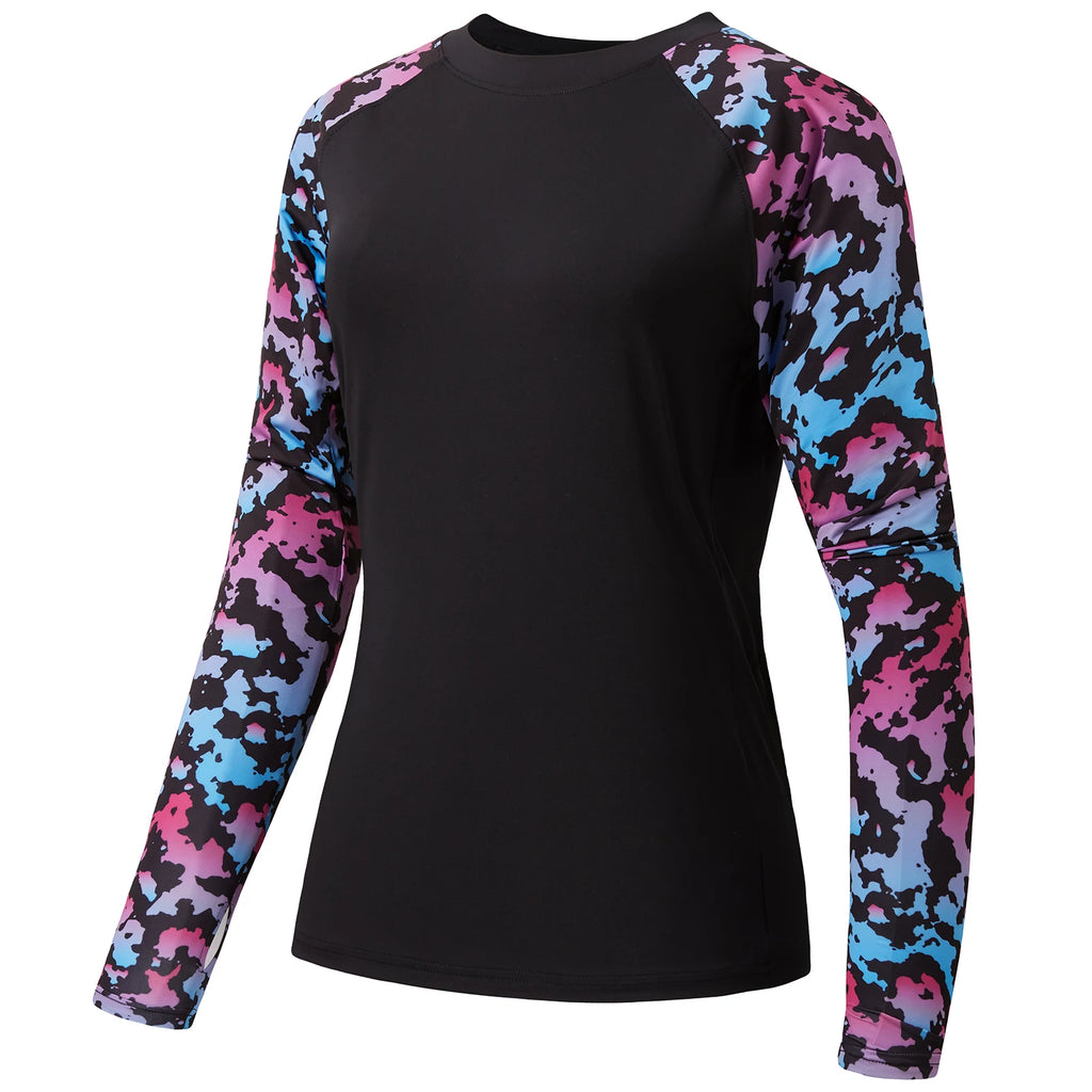 Camiseta Bassdash para mujer con protección solar UPF 50+ UV, manga larga, camuflaje, ideal para pesca y senderismo