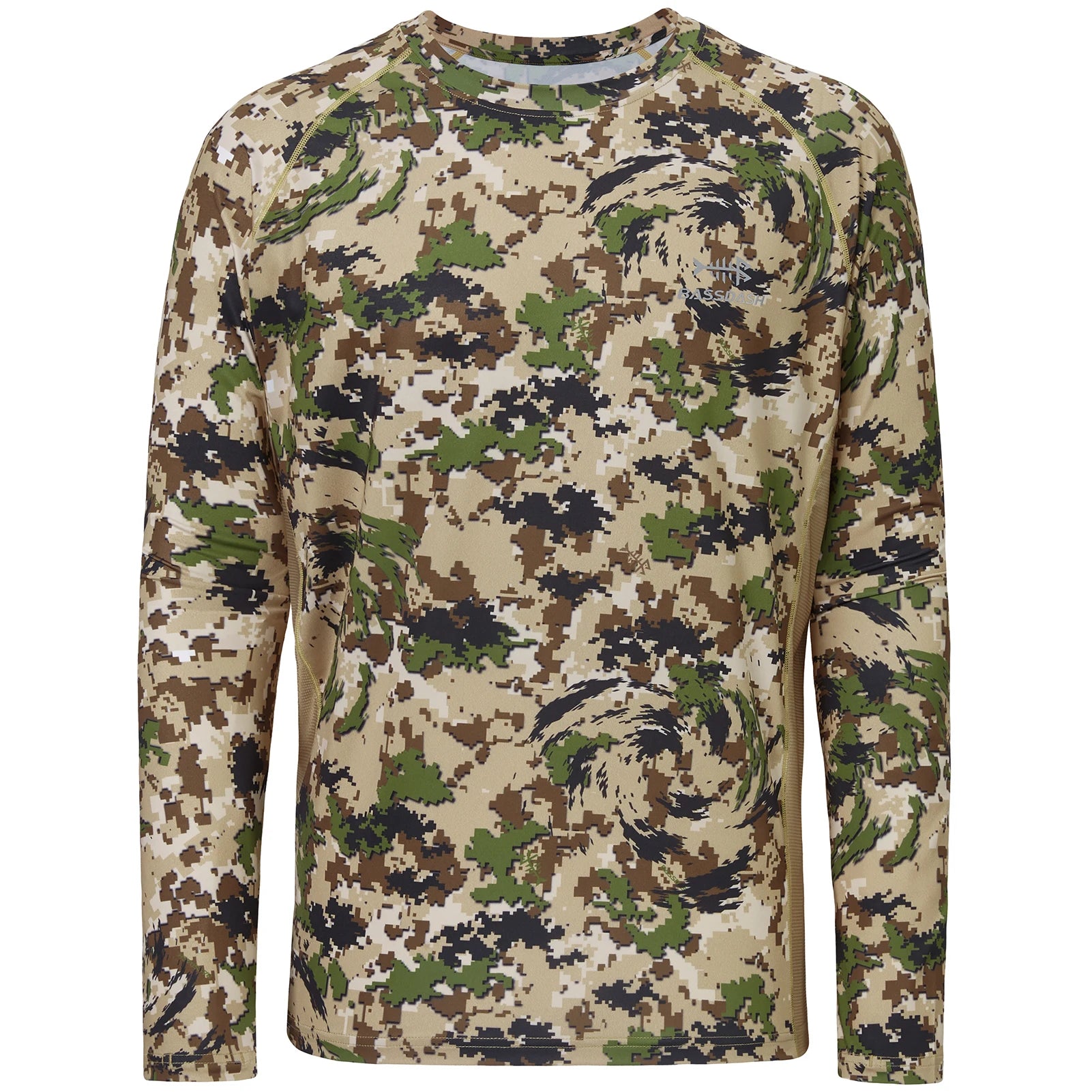 Camisa de manga larga Bassdash para hombre, de camuflaje para caza, rendimiento para pesca, sudadera con camuflaje, musgo, madera, juncos, bosque SD1
