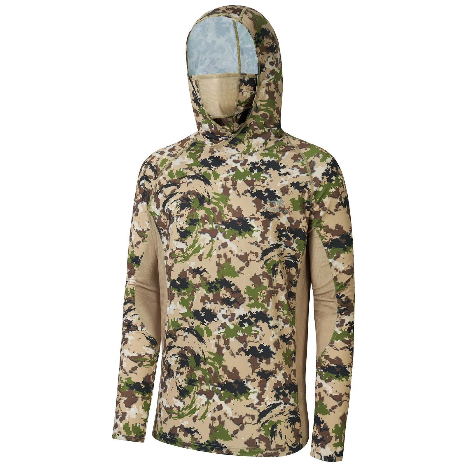 Camisas de caza Bassdash UPF 50+ para hombre con máscara y sudadera de pesca de camuflaje de manga larga