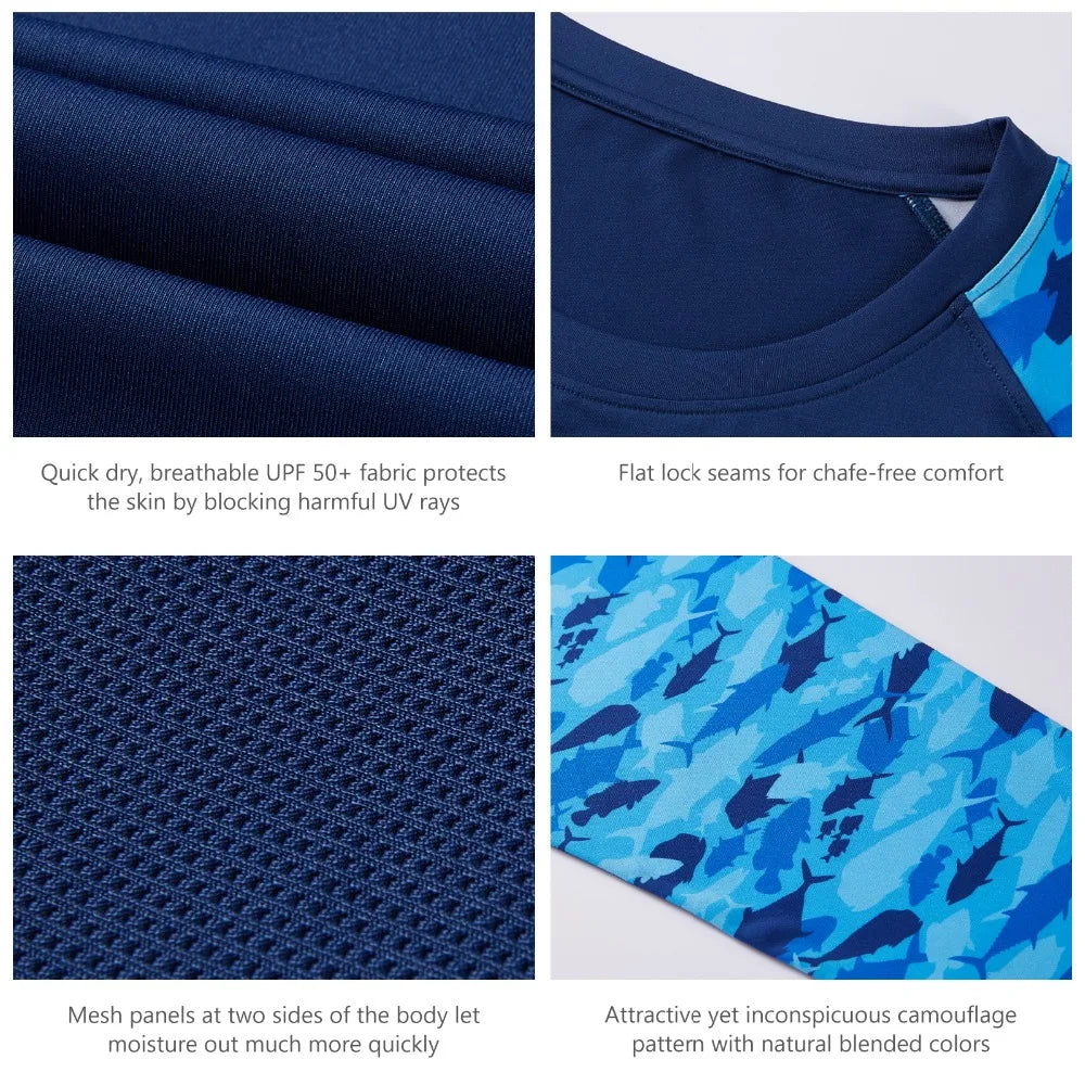 Camiseta de pesca Bassdash UPF 50 para hombre, camisa de manga larga de camuflaje, sudadera de secado rápido