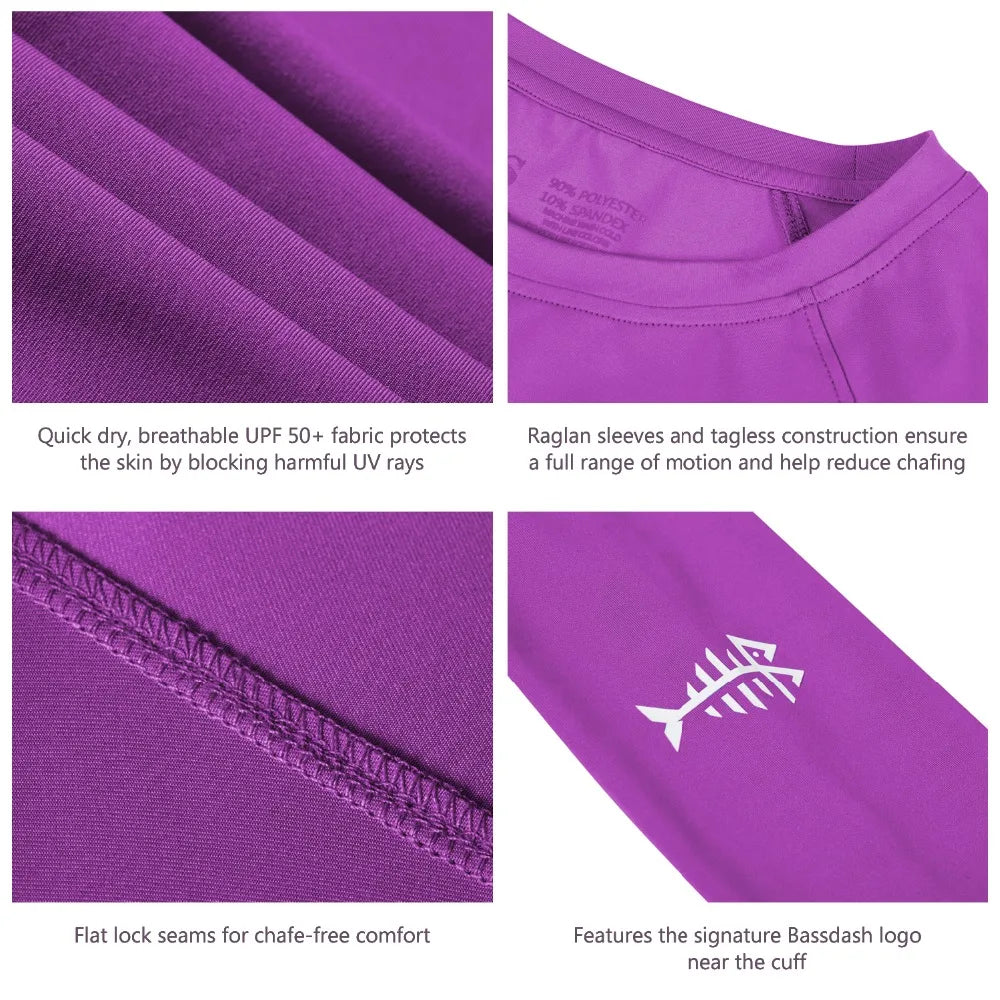 Camiseta Bassdash para mujer con protección solar UPF 50+ UV, manga larga, ideal para pesca y senderismo