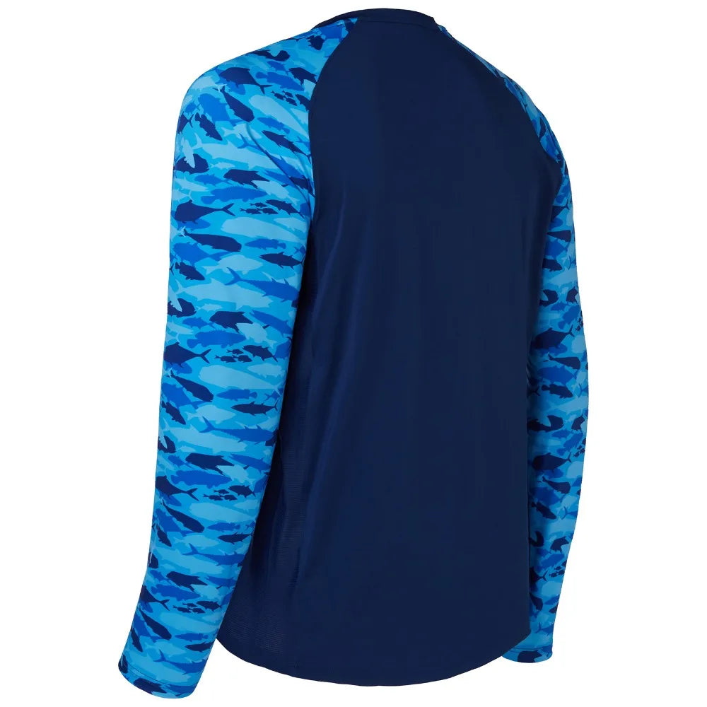 Camiseta de pesca Bassdash UPF 50 para hombre, camisa de manga larga de camuflaje, sudadera de secado rápido