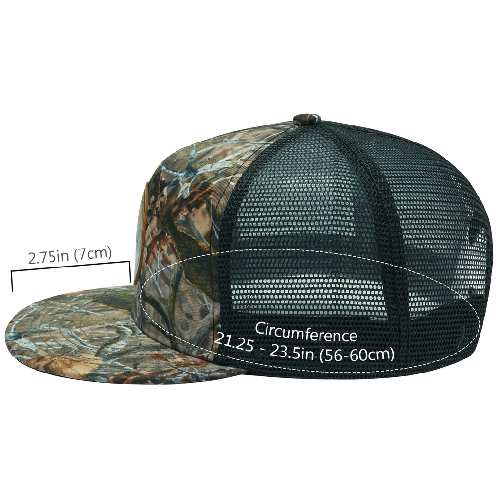 Gorra de camionero de visera plana Bassdash, ajustable, con cierre trasero de malla, para hombres y mujeres, para pesca y caza.