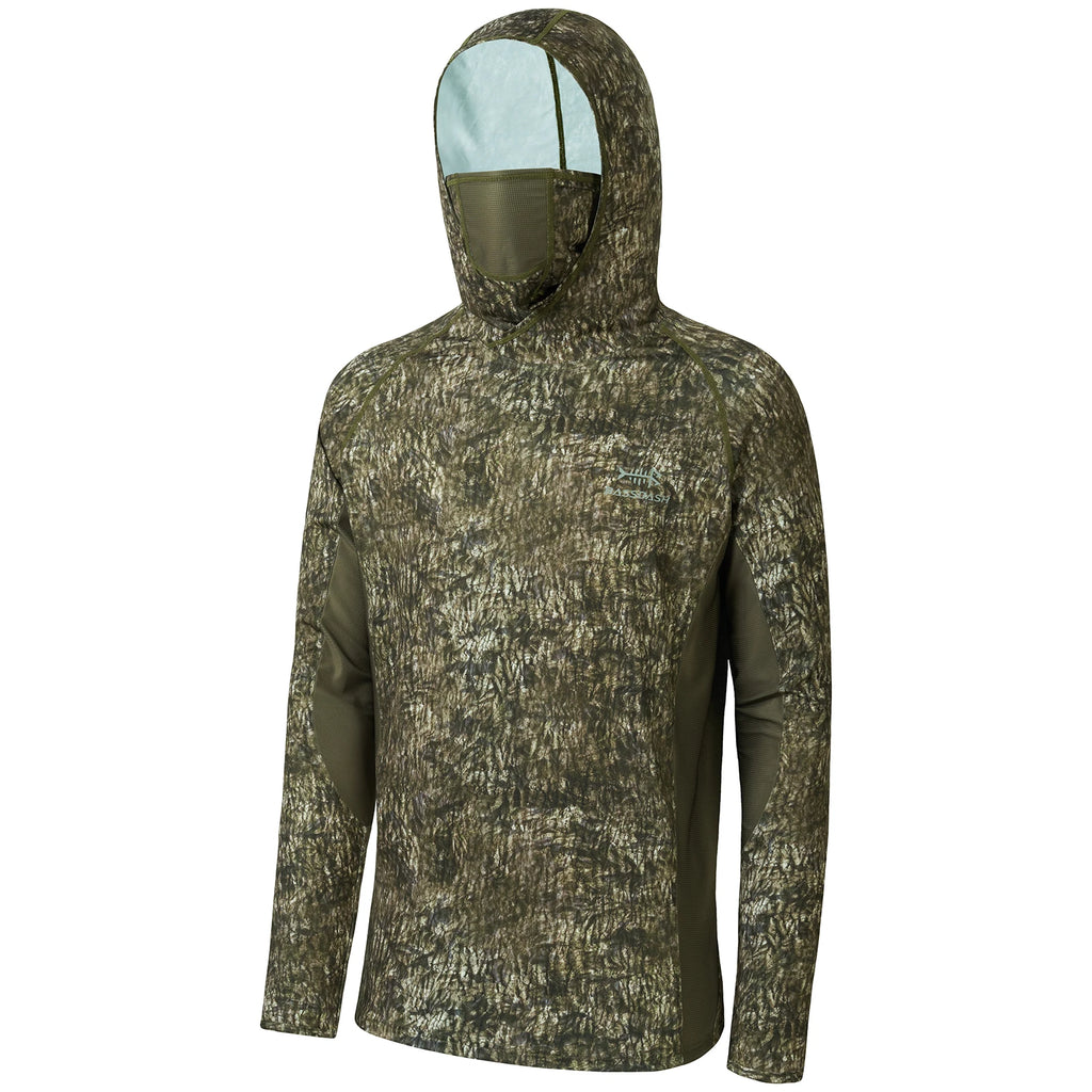 Camisas de caza Bassdash UPF 50+ para hombre con máscara y sudadera de pesca de camuflaje de manga larga