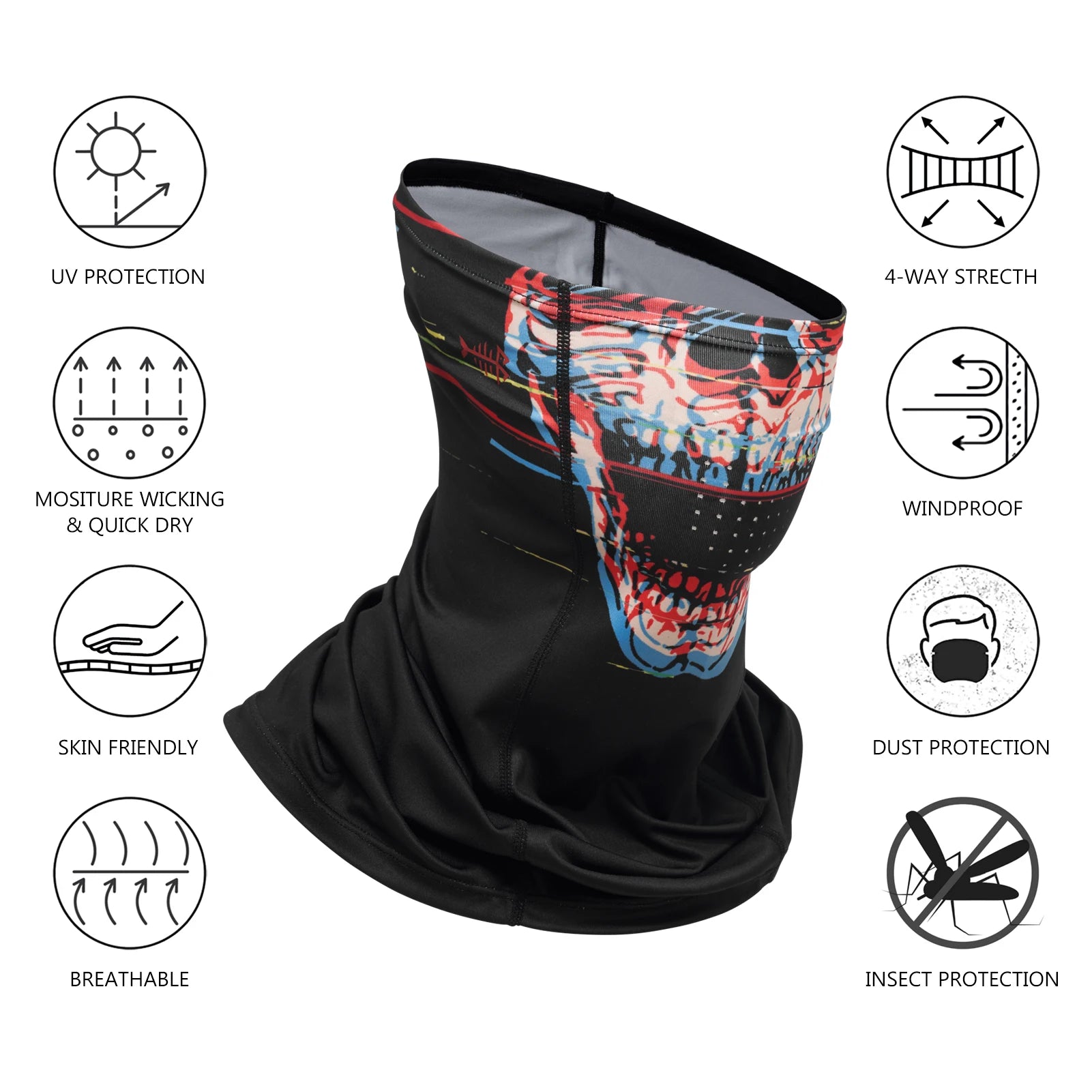 Polaina de cuello Bassdash UPF 50 para pesca, transpirable, con orificios para el sol, para senderismo
