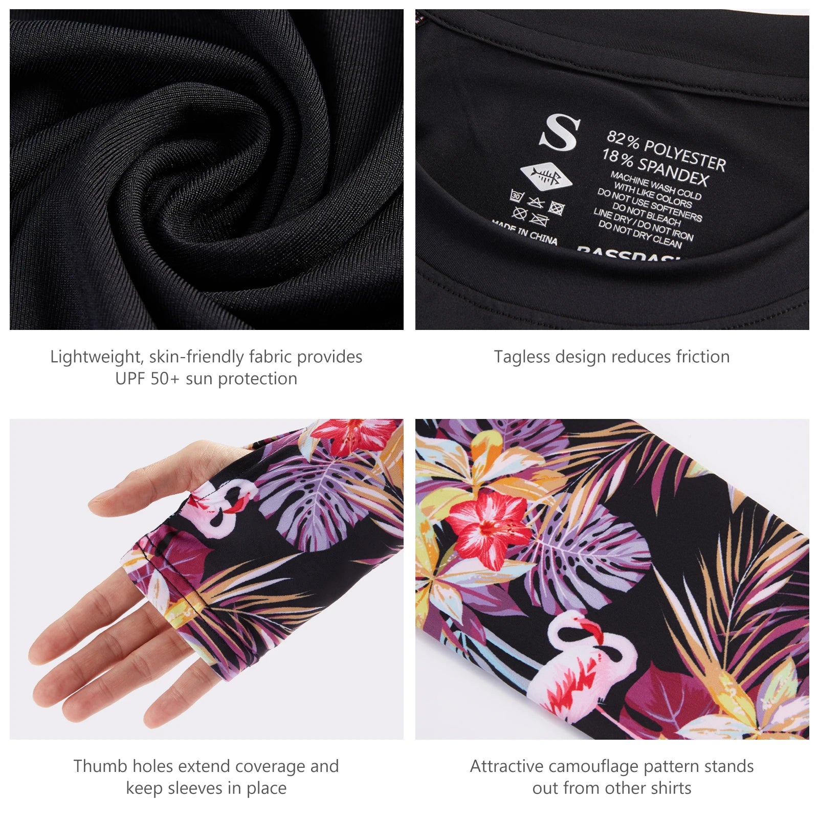 Camiseta Bassdash para mujer con protección solar UPF 50+ UV, manga larga, camuflaje, ideal para pesca y senderismo