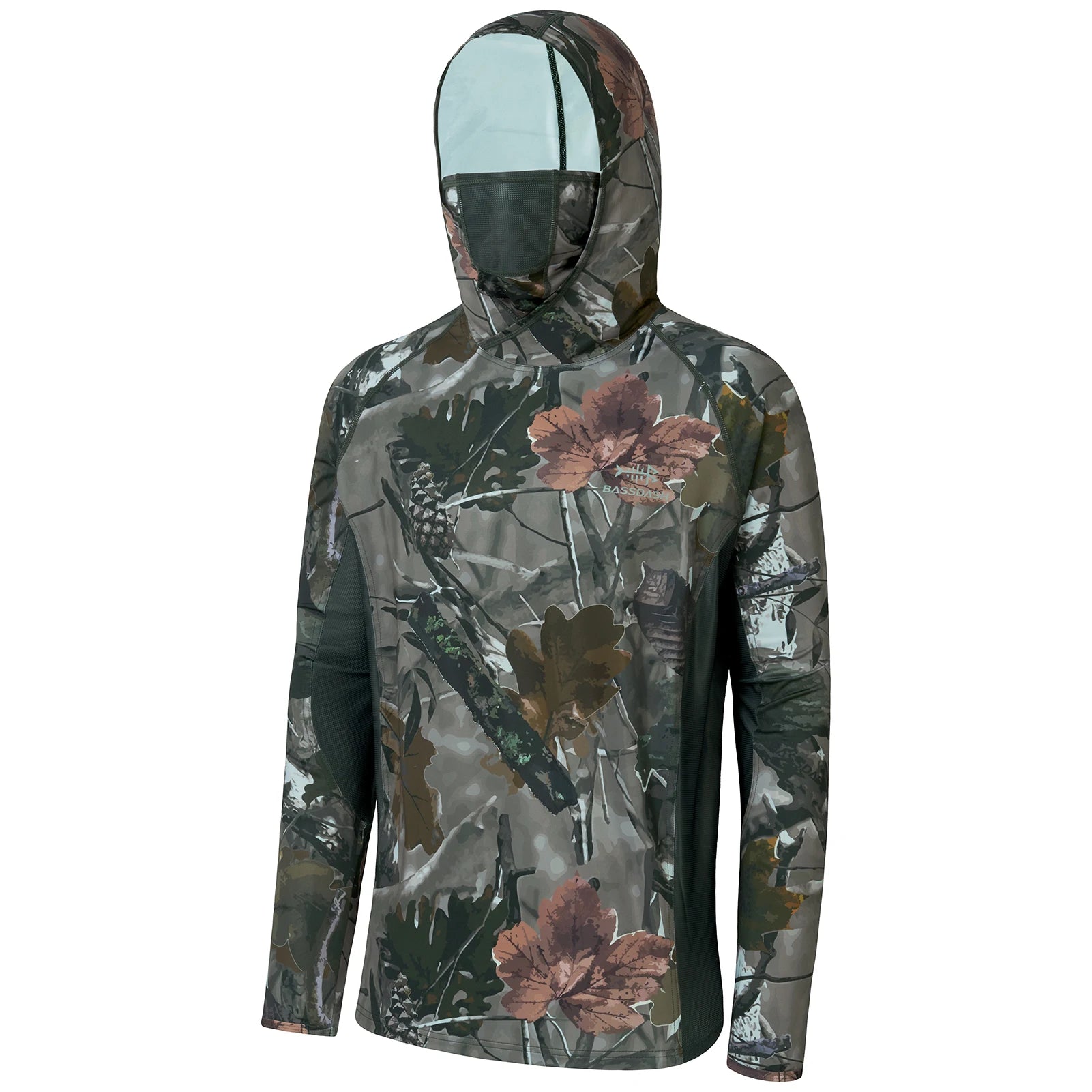 Camisas de caza Bassdash UPF 50+ para hombre con máscara y sudadera de pesca de camuflaje de manga larga