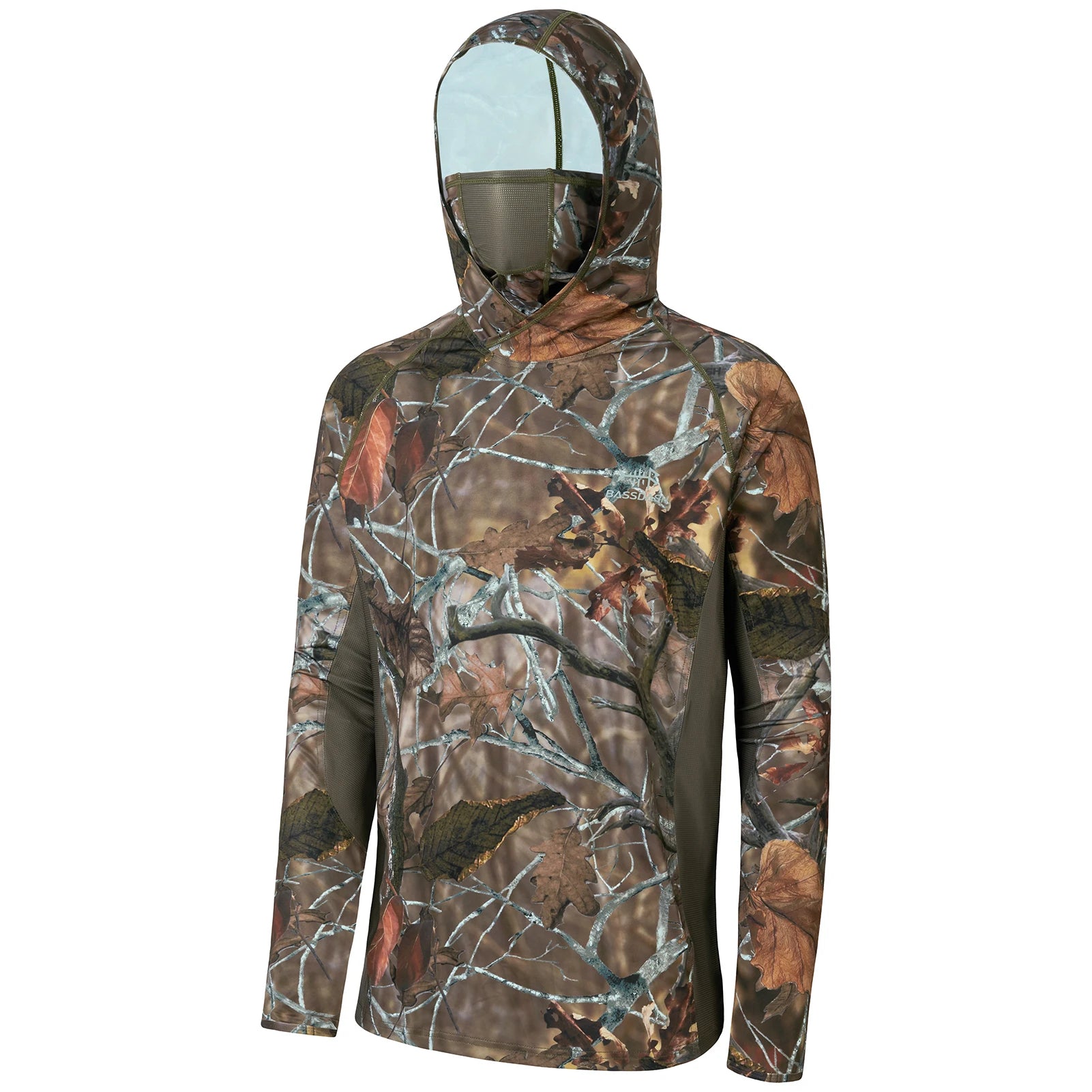 Camisas de caza Bassdash UPF 50+ para hombre con máscara y sudadera de pesca de camuflaje de manga larga