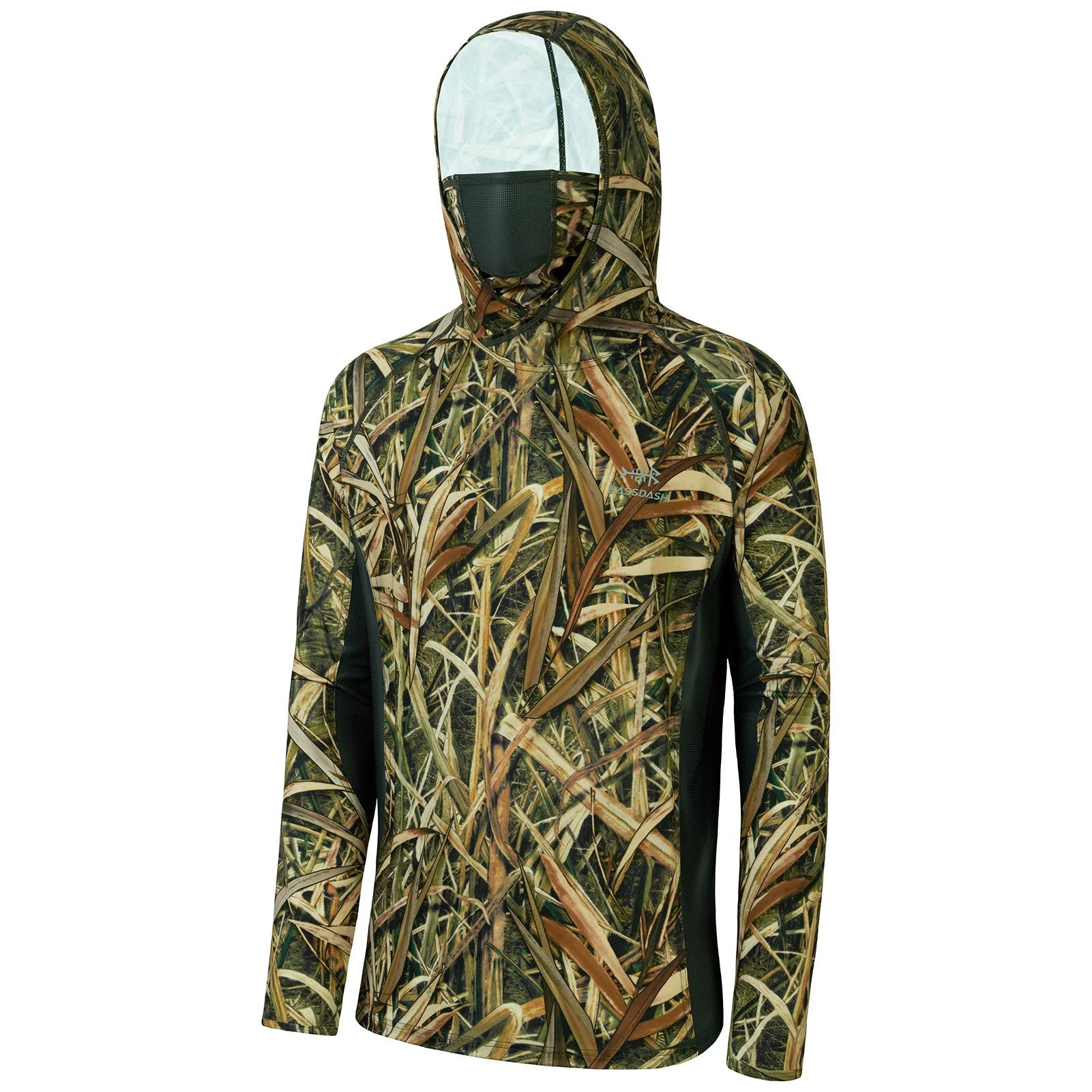 Camisas de caza Bassdash UPF 50+ para hombre con máscara y sudadera de pesca de camuflaje de manga larga