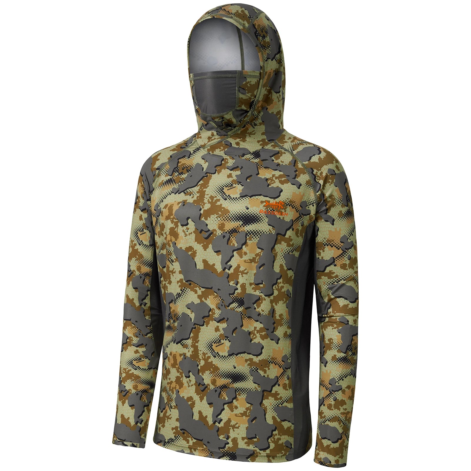 Camisas de caza Bassdash UPF 50+ para hombre con máscara y sudadera de pesca de camuflaje de manga larga
