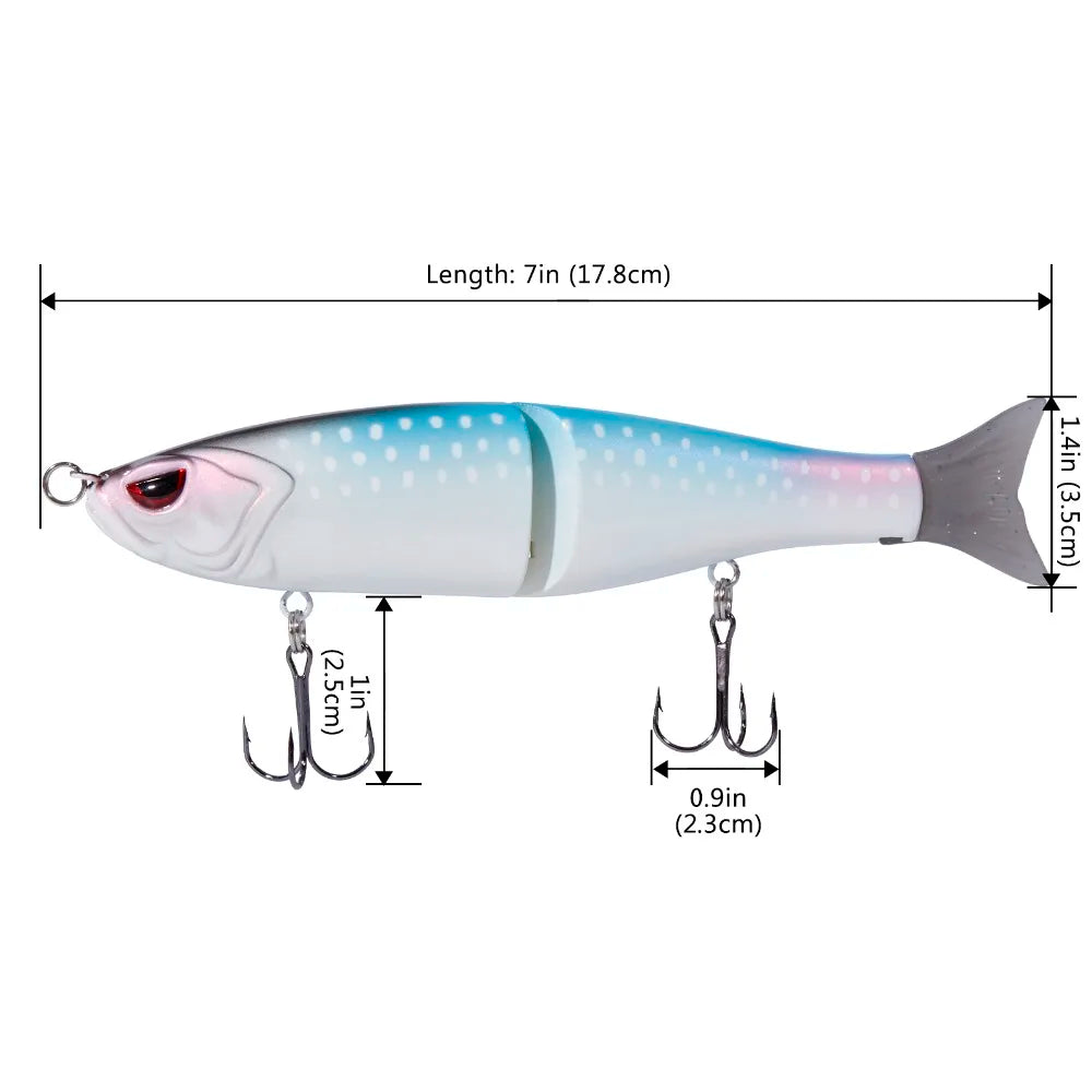 Bassdash Swimbaits - Señuelos deslizantes para lucio, trucha y pececillo, duros, 17,8 cm/62,5 g y 11,5 cm/18,4 g