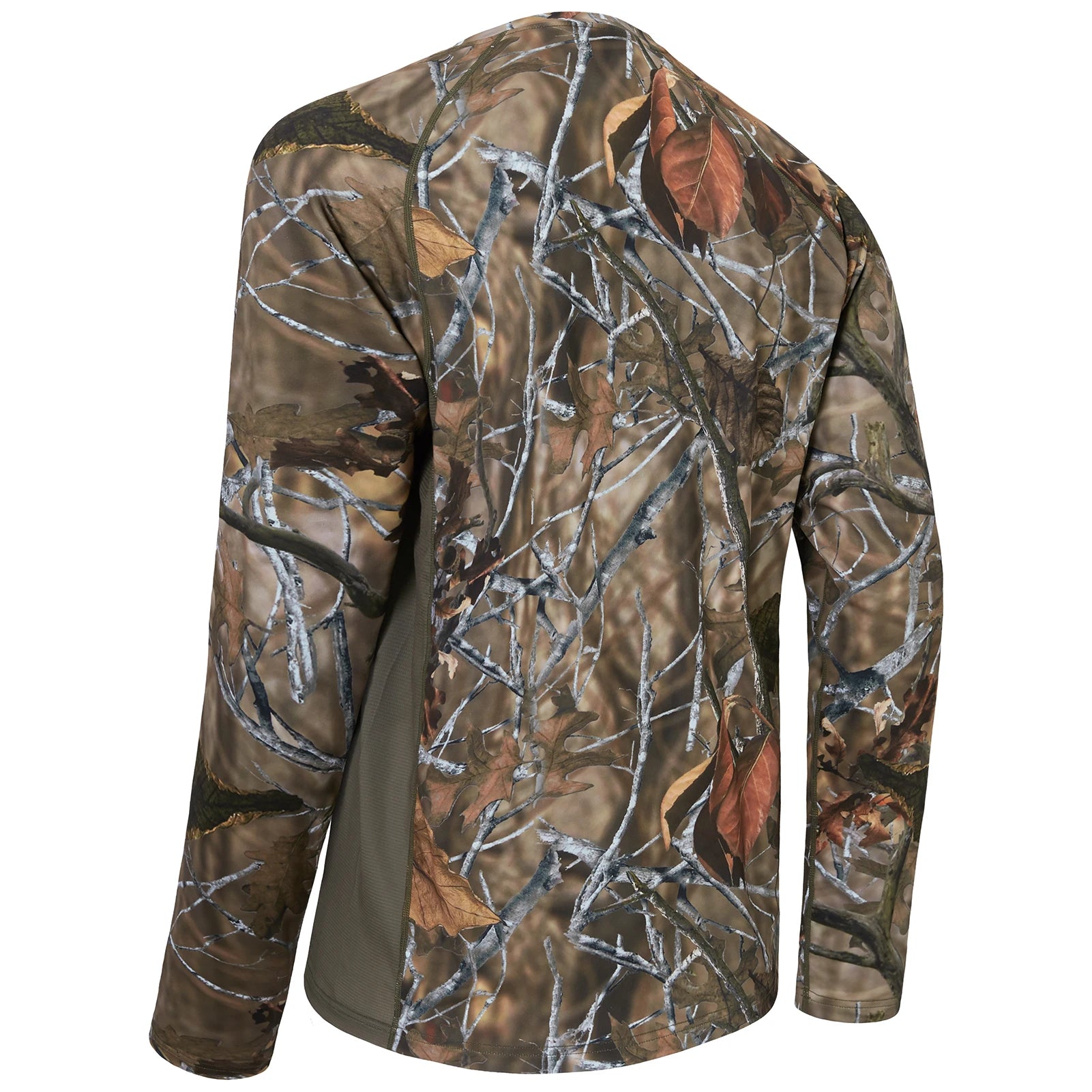 Camisa de manga larga Bassdash para hombre, de camuflaje para caza, rendimiento para pesca, sudadera con camuflaje, musgo, madera, juncos, bosque SD1