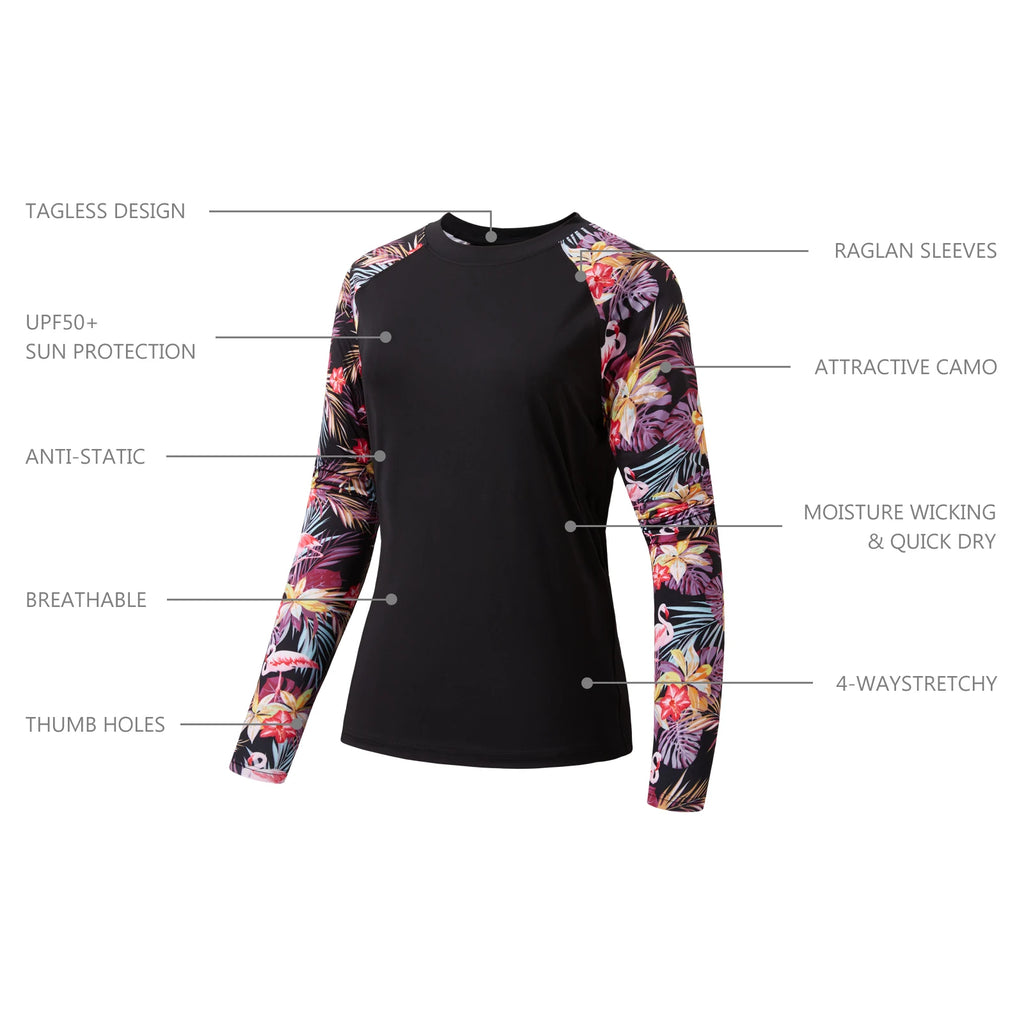 Camiseta Bassdash para mujer con protección solar UPF 50+ UV, manga larga, camuflaje, ideal para pesca y senderismo