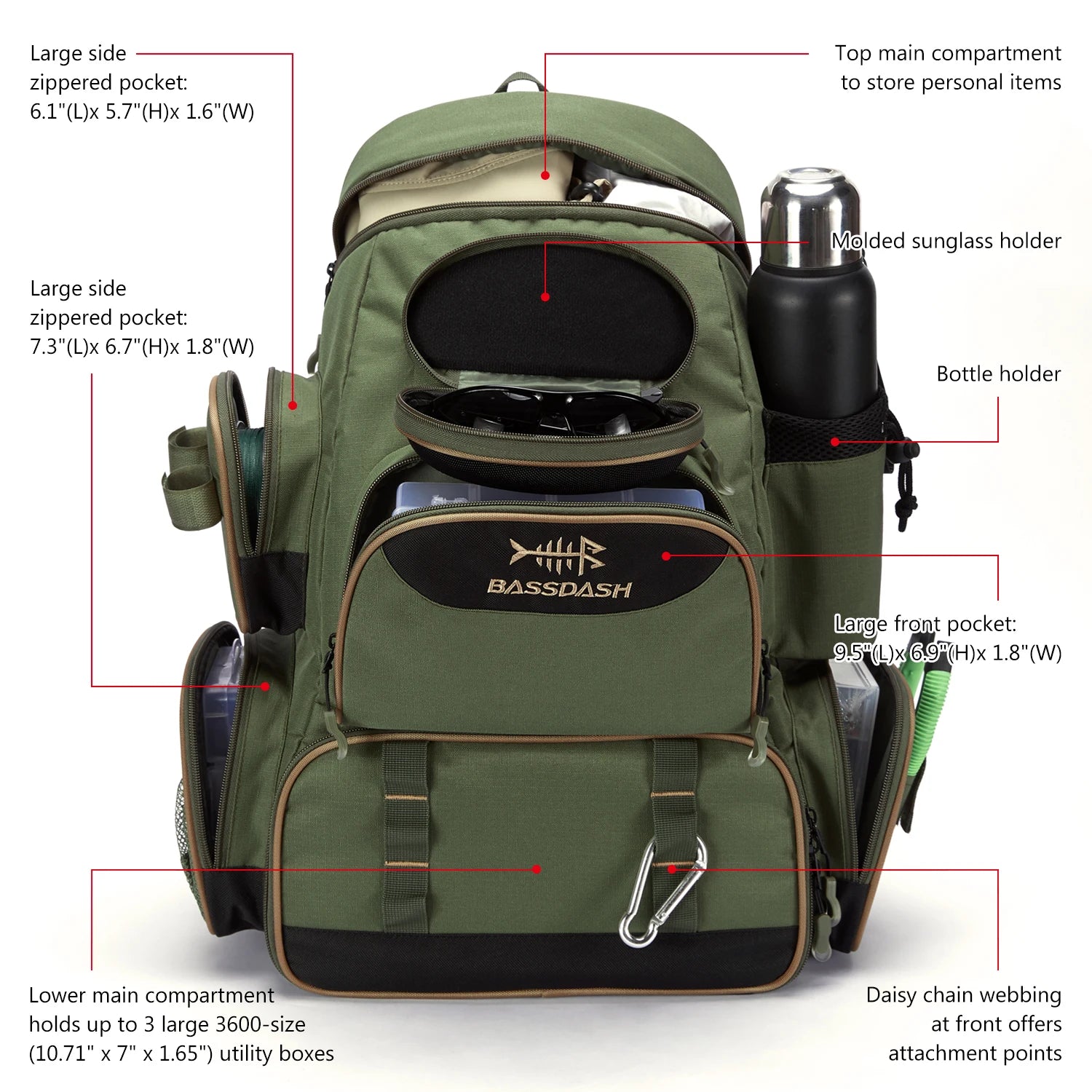 Mochila para accesorios de pesca Bassdash