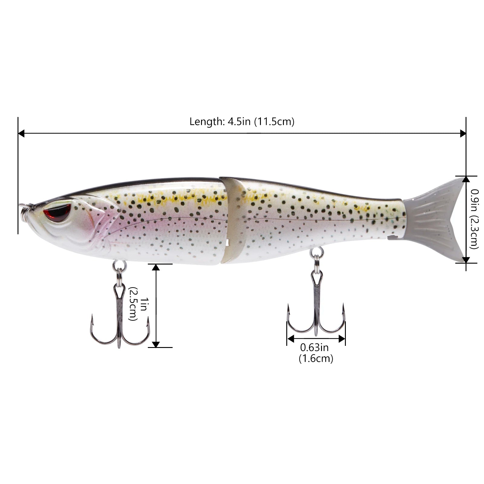 Bassdash Swimbaits - Señuelos deslizantes para lucio, trucha y pececillo, duros, 17,8 cm/62,5 g y 11,5 cm/18,4 g