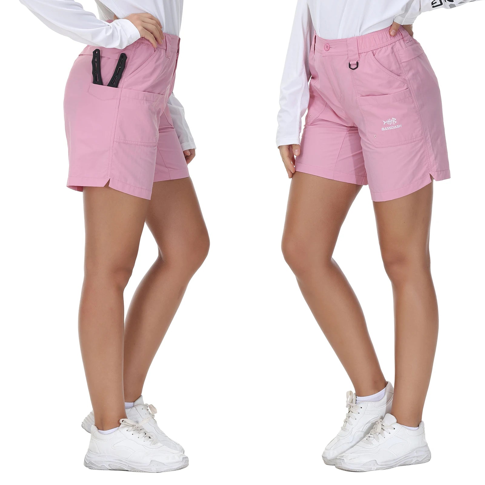Pantalones cortos de pesca Bassdash de 7 pulgadas para mujer, resistentes al agua UPF 50+, de secado rápido, ligeros, para senderismo, con bolsillos