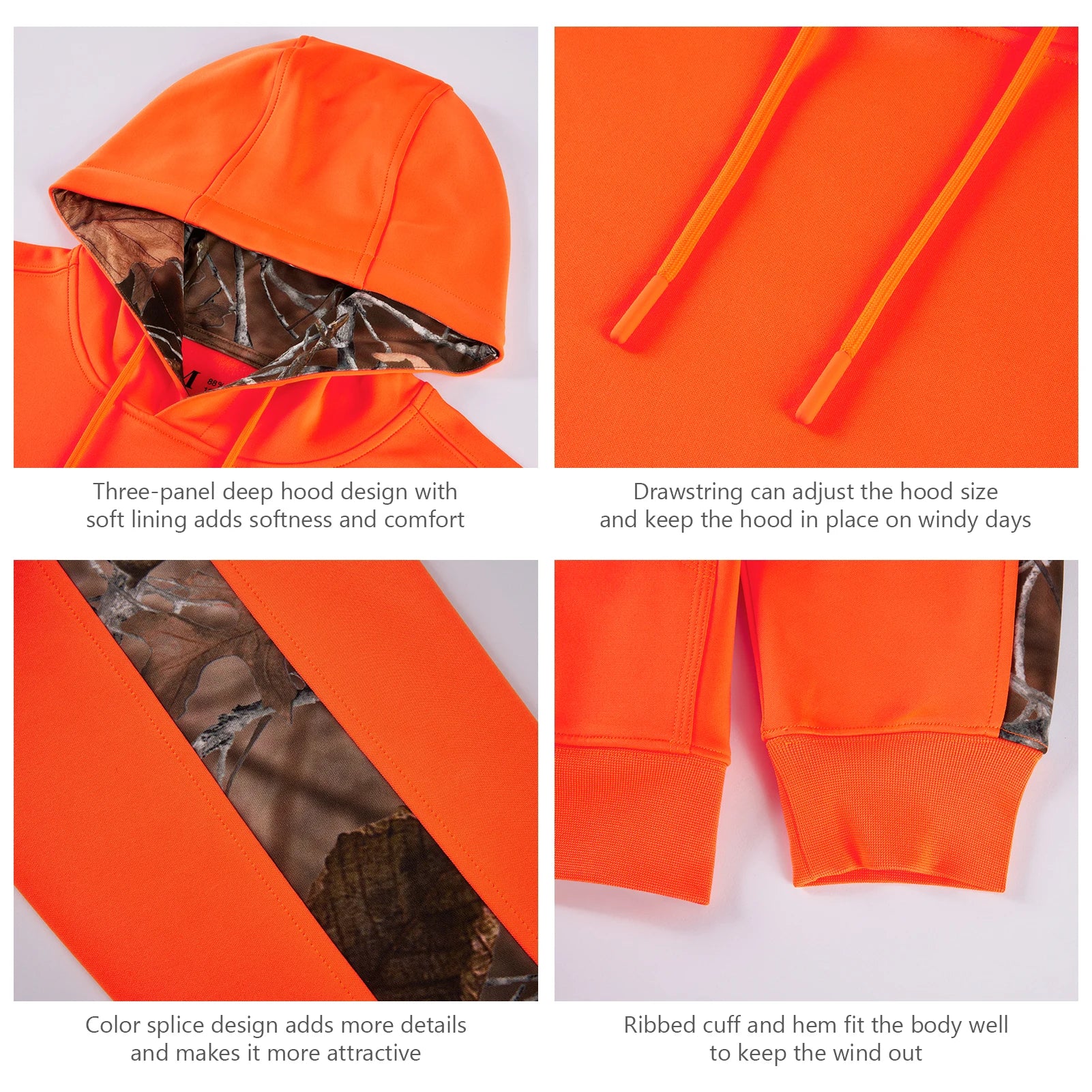 BASSDASH Sudadera con capucha de polar para caza para hombre, de peso medio, resistente al agua, de alto rendimiento, con camuflaje, para pesca al aire libre