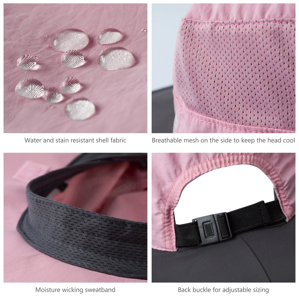 Sombrero Bassdash para mujer con protección solar UPF 50, con abertura para la cola y solapa en el cuello, resistente al agua, para pesca al aire libre