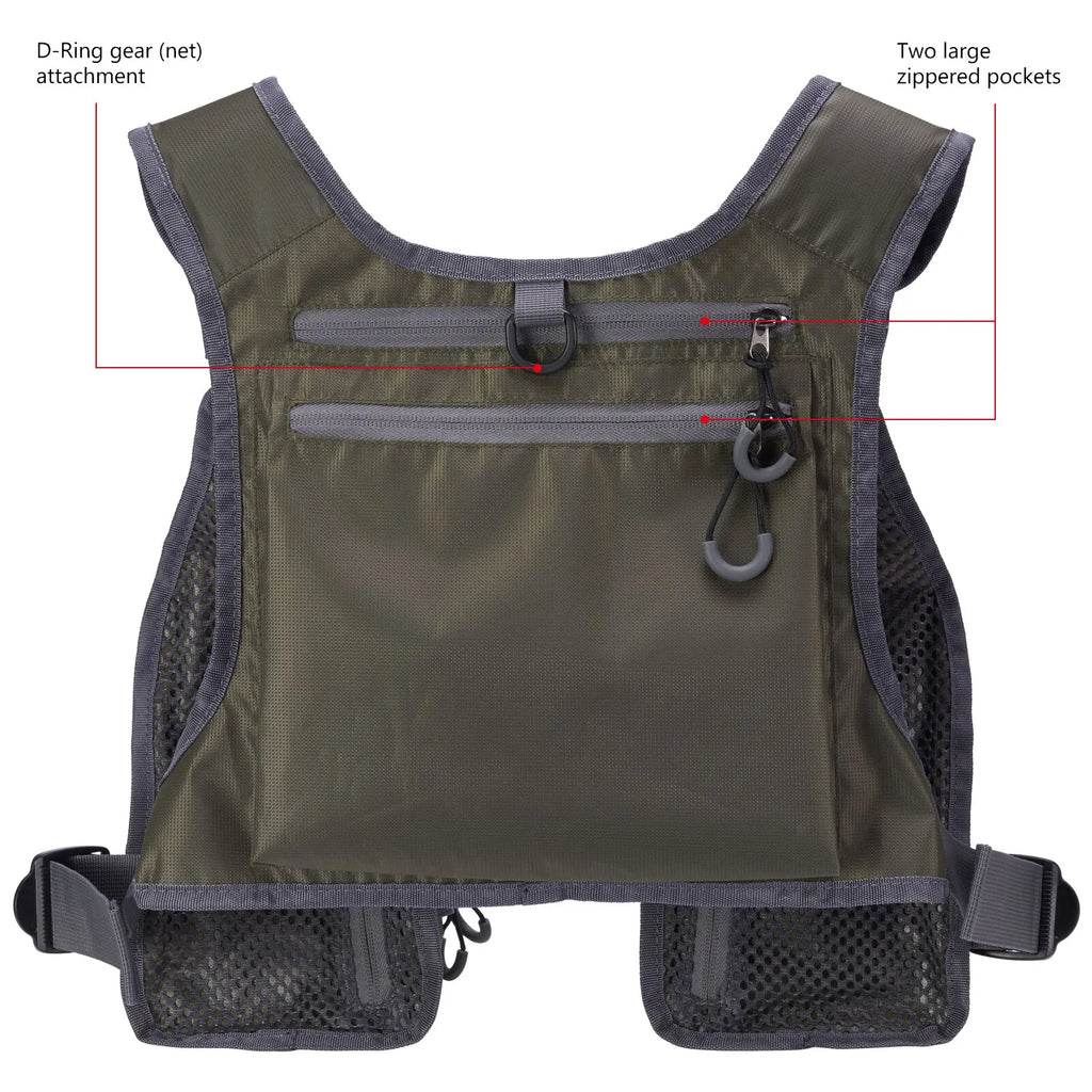 Chaleco de pesca con mosca ultraligero Bassdash  para hombres y mujeres, mochila de pecho portátil, talla única
