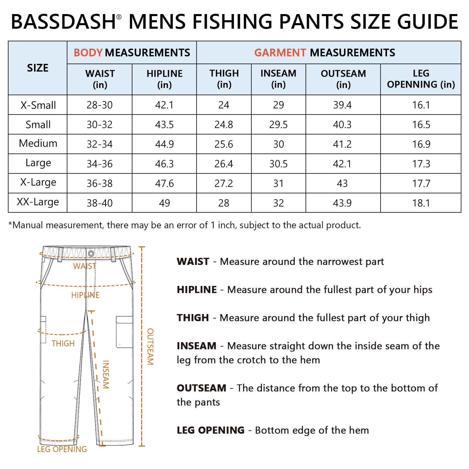 Pantalones cargo de pesca para hombre BASSDASH, resistentes al agua, de secado rápido, ligeros, UPF 50+ para senderismo al aire libre, cintura elástica