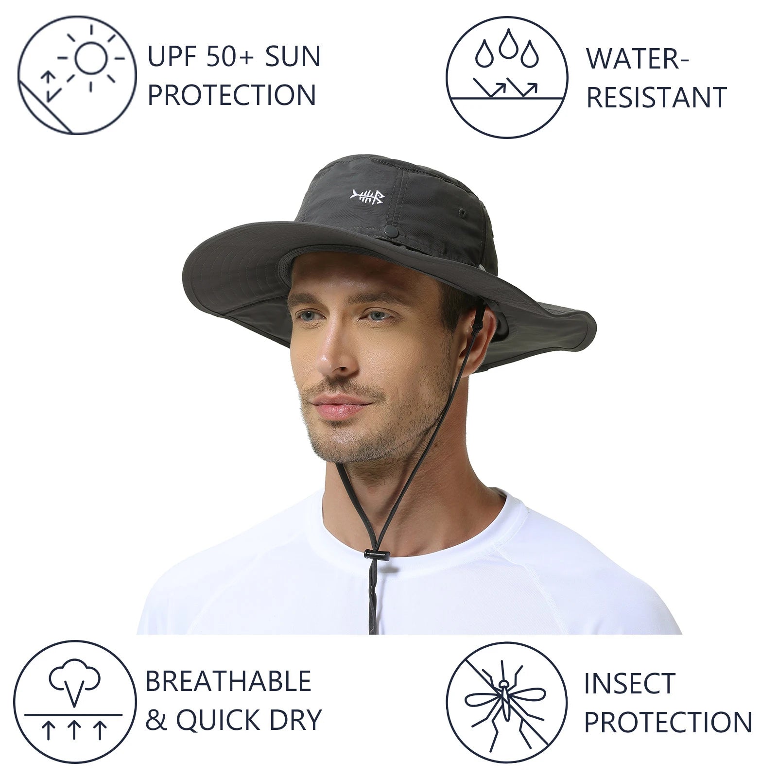 BASSDASH Sombrero antimosquitos con mosquitera oculta y solapa para el cuello para hombres y mujeres, pesca al aire libre, senderismo, camping, UPF 50+