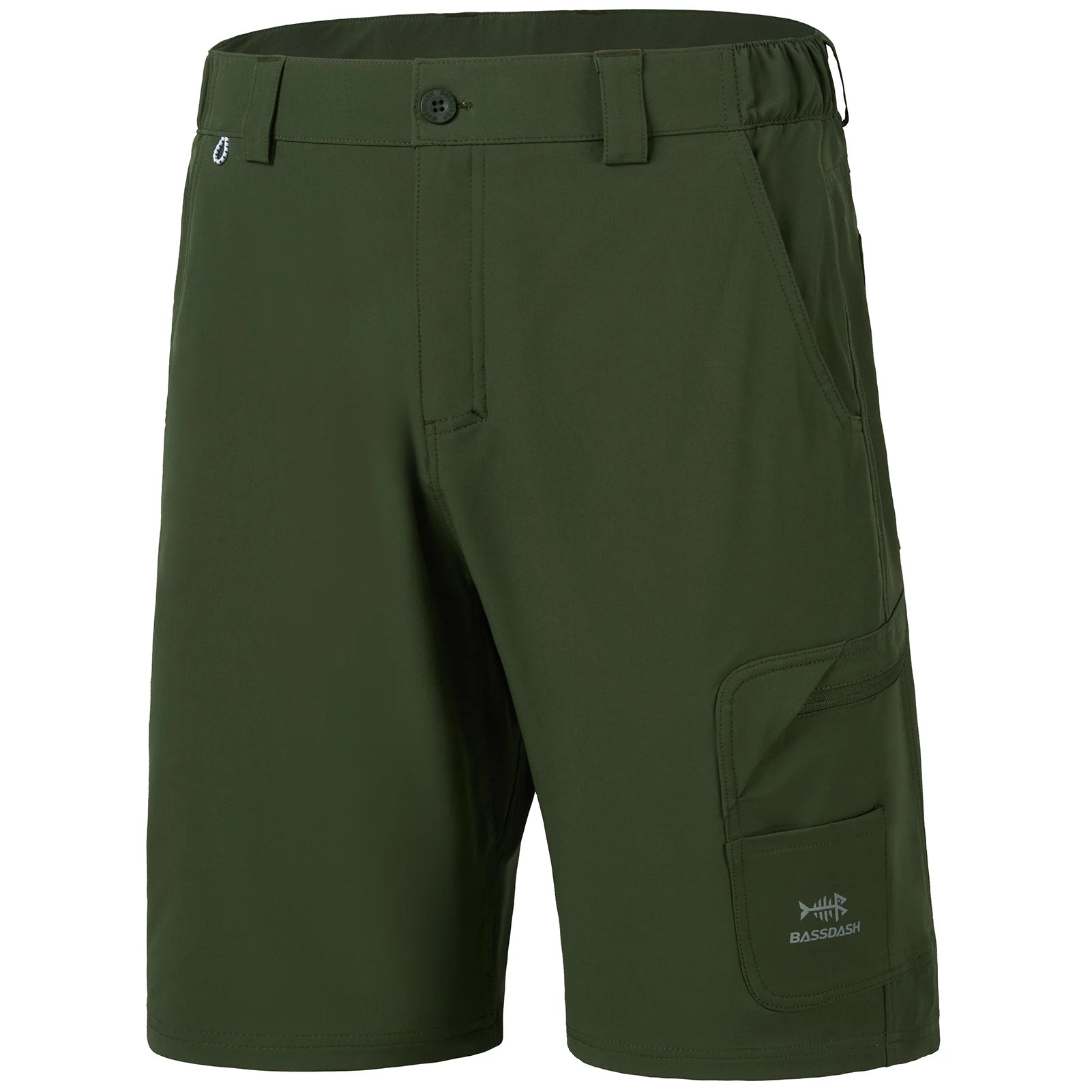 Pantalones cortos de pesca Bassdash para hombre, resistentes al agua, con bolsillos con cremallera, de secado rápido, de camuflaje, tácticos, para golf y senderismo
