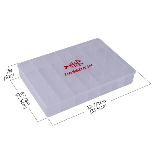 Bassdash Caja de almacenamiento de aparejos con divisores ajustables Caja de aparejos multiusos Bandeja para señuelos de pesca