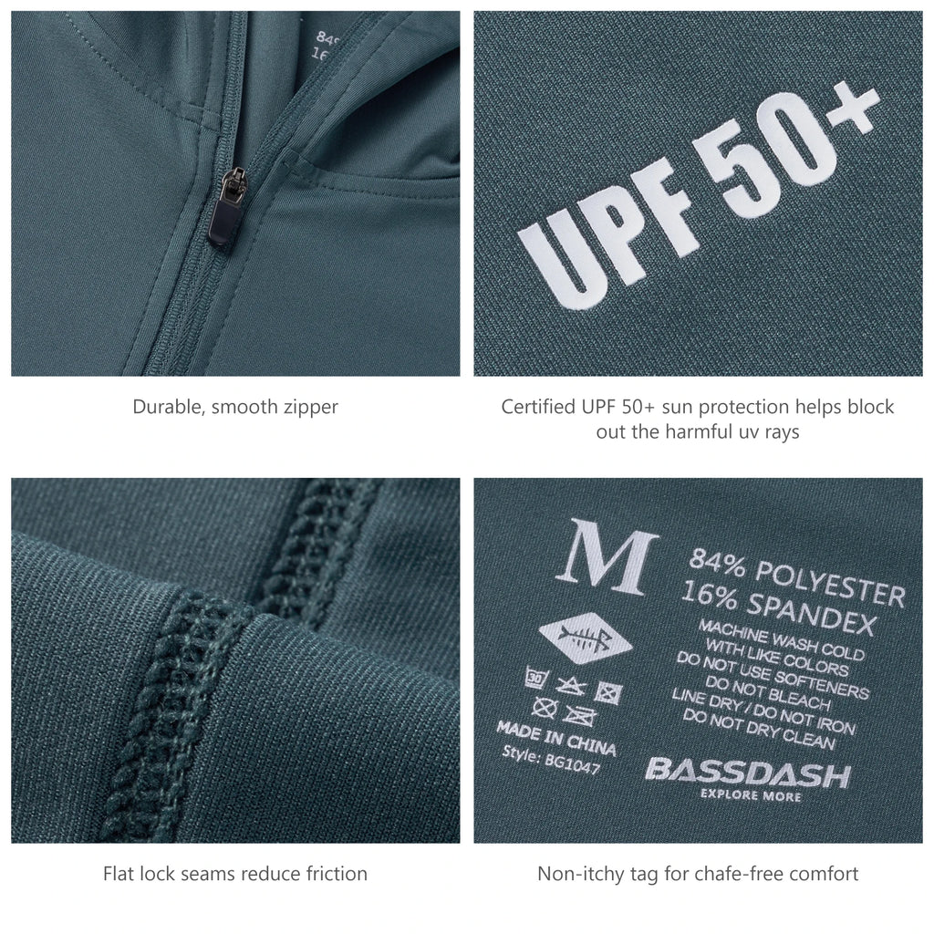 BASSDASH Men’s 1/4 Zip Fishing Hoodie Shirt UPF 50+ Quick Dry Performance Long Sleeve Sun Protection FS24M
