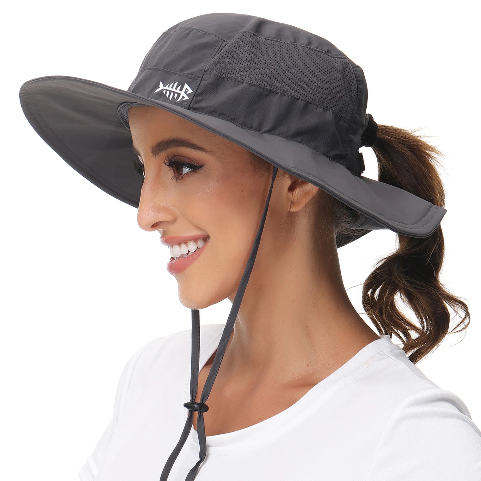 Sombrero Bassdash para mujer con protección solar UPF 50, con abertura para la cola y solapa en el cuello, resistente al agua, para pesca al aire libre