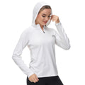 Camiseta Bassdash de manga larga con capucha y media cremallera para mujer, con protección UV UPF 50+, ideal para pesca y senderismo