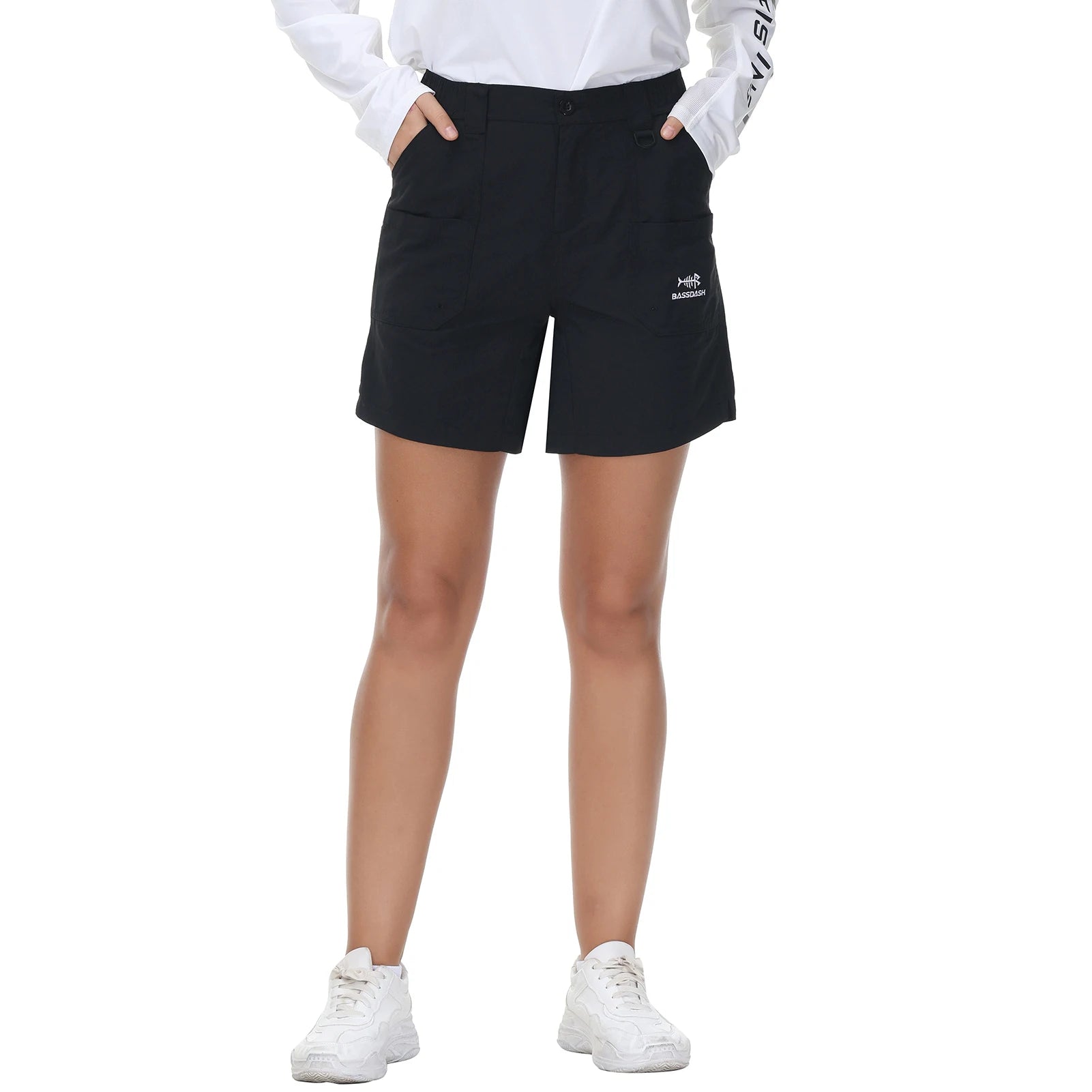 Pantalones cortos de pesca Bassdash de 7 pulgadas para mujer, resistentes al agua UPF 50+, de secado rápido, ligeros, para senderismo, con bolsillos