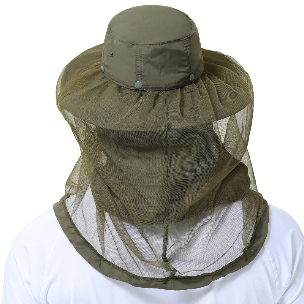 BASSDASH Sombrero antimosquitos con mosquitera oculta y solapa para el cuello para hombres y mujeres, pesca al aire libre, senderismo, camping, UPF 50+