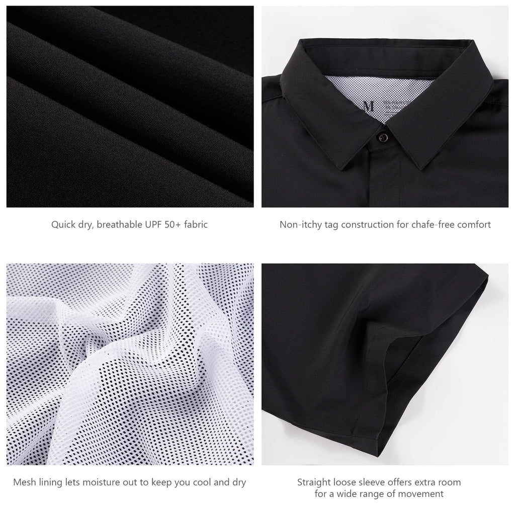 BASSDASH Men's UPF 50+ Short Sleeve Button Down Fishing Shirt Breathable Lightweight for Outdoors Hiking Camping