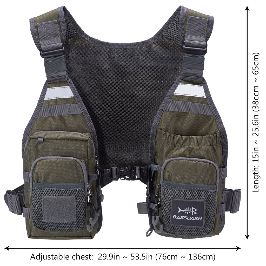 Chaleco de pesca con mosca ultraligero Bassdash  para hombres y mujeres, mochila de pecho portátil, talla única