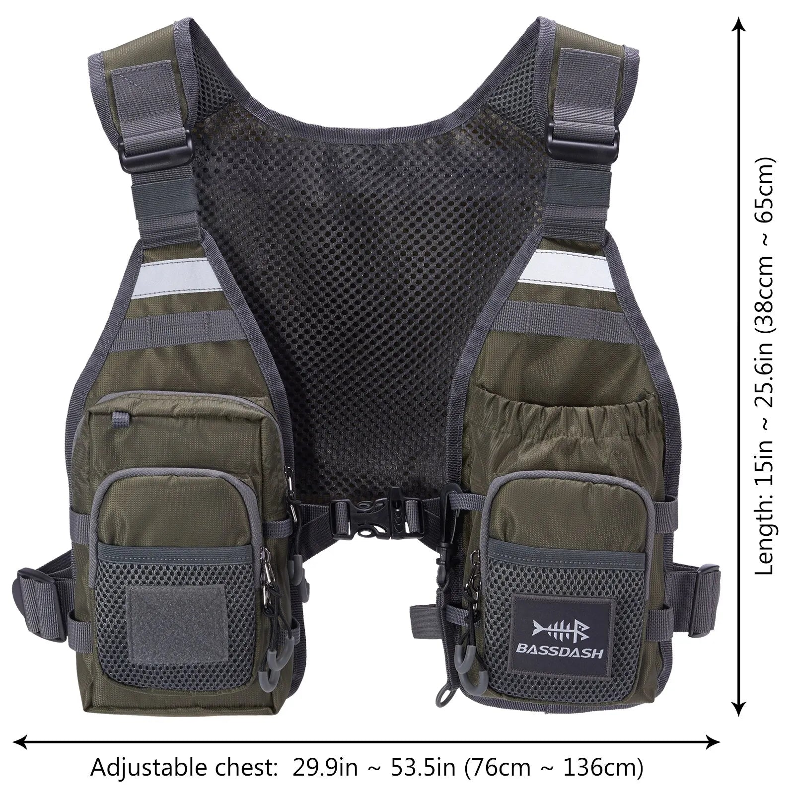 Chaleco de pesca con mosca ultraligero Bassdash  para hombres y mujeres, mochila de pecho portátil, talla única