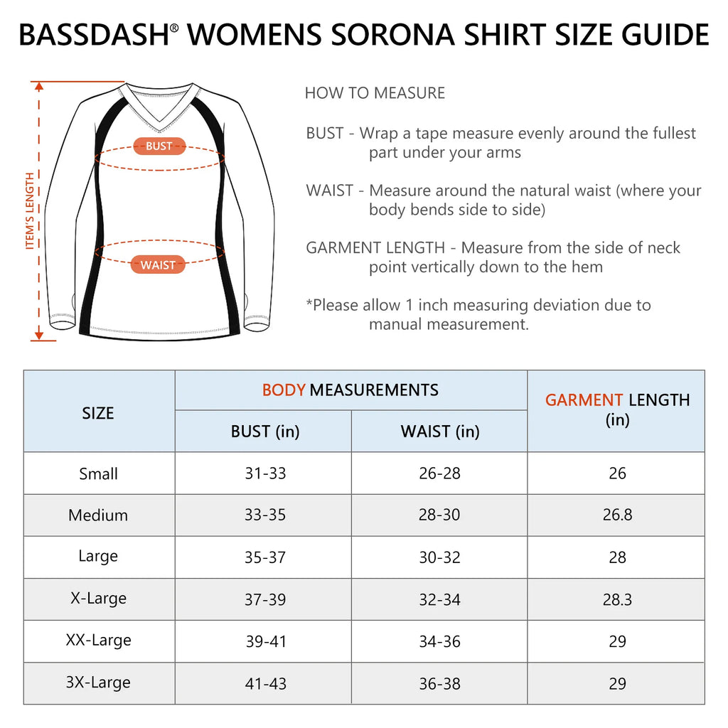 BASSDASH - Camiseta de pesca antiarrugas para mujer, con protección solar UPF 50+, cuello en V, transpirable, para senderismo