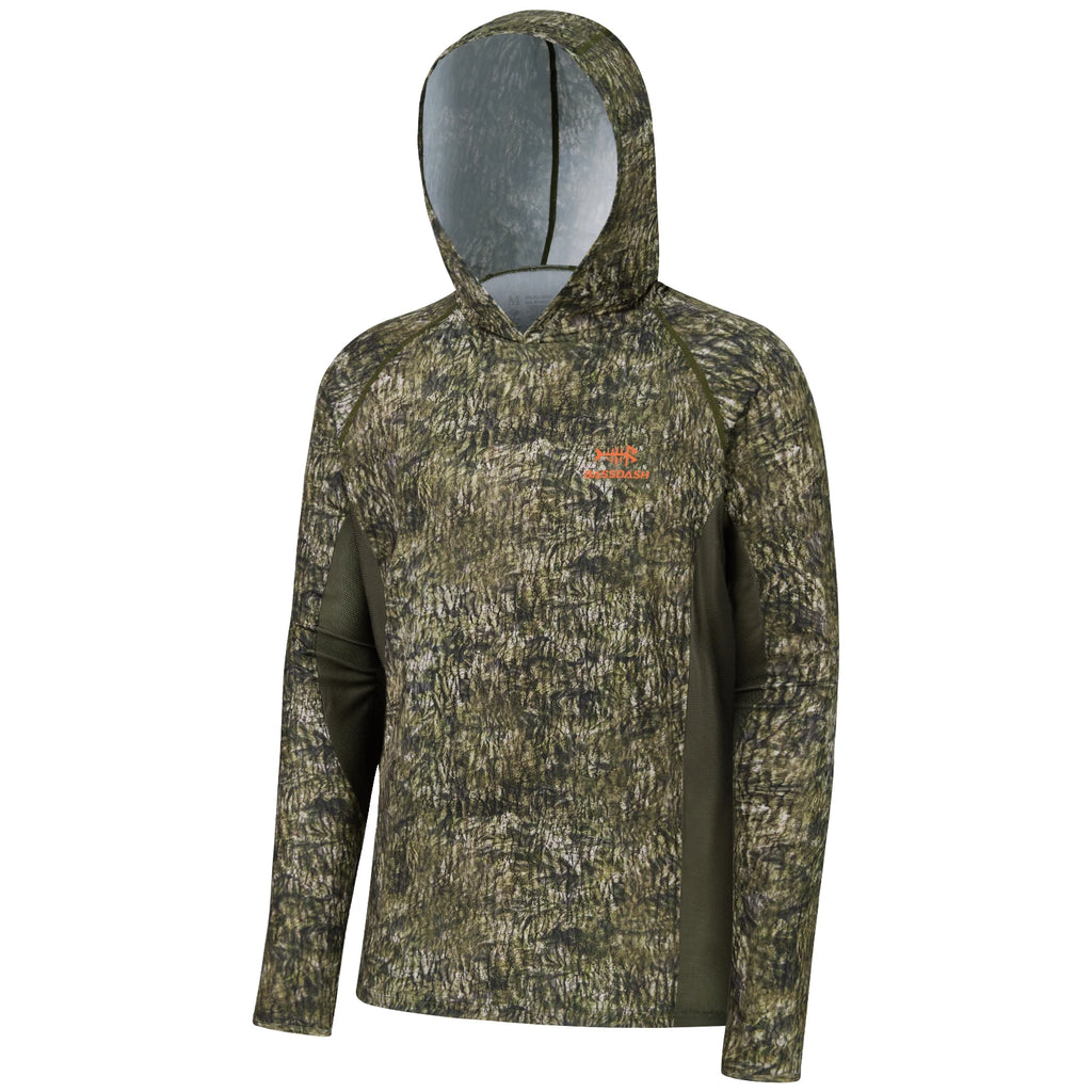 BASSDSASH - Sudadera ligera de camuflaje para caza, con protección UPF 50+, secado rápido, manga larga, para hombre, con capucha