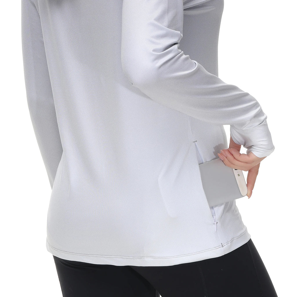 Sudadera con capucha de pesca Bassdash para mujer con protección solar UPF 50+ y orificios para los pulgares para la mascarilla