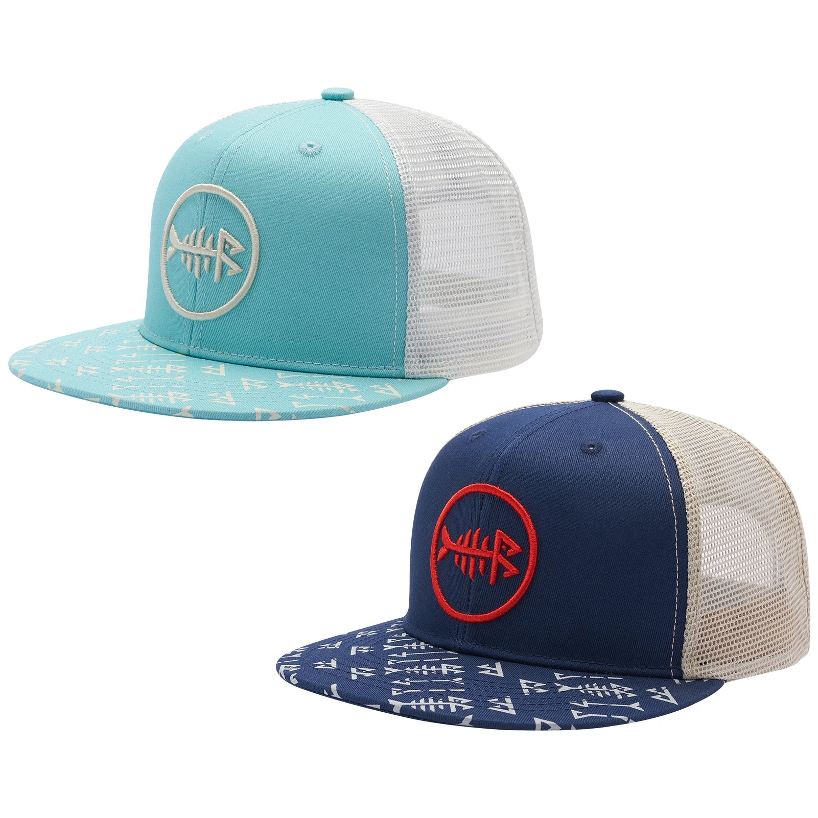 Bassdash Flat Brim Trucker Cap Adjustable Snapback Hat Mesh Back For Men Women Fishing Hunting