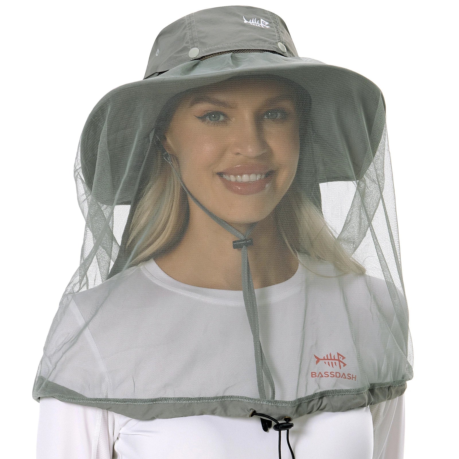 BASSDASH Sombrero antimosquitos con mosquitera oculta y solapa para el cuello para hombres y mujeres, pesca al aire libre, senderismo, camping, UPF 50+