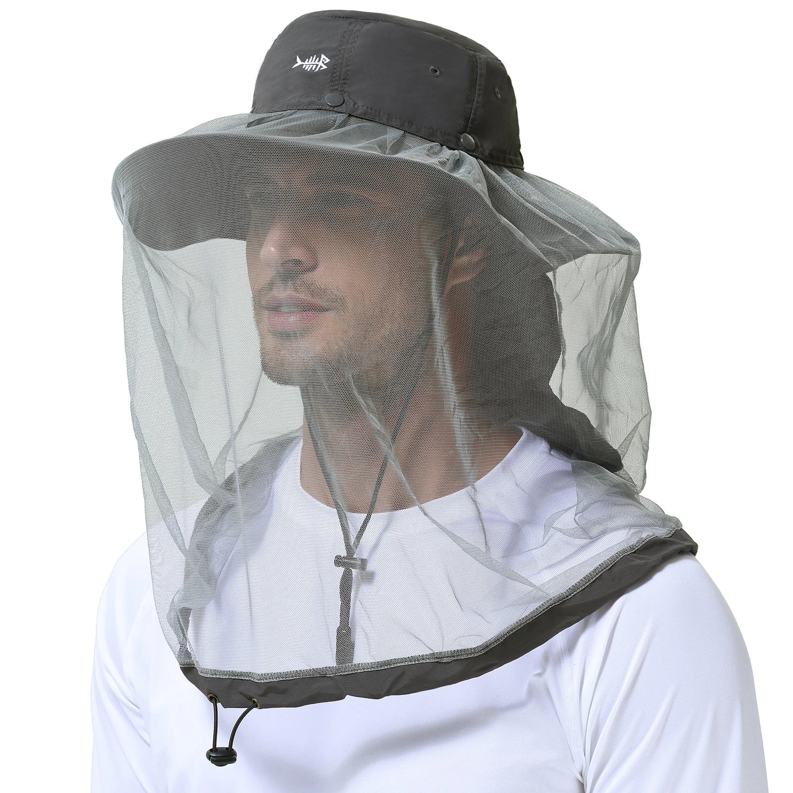 BASSDASH Sombrero antimosquitos con mosquitera oculta y solapa para el cuello para hombres y mujeres, pesca al aire libre, senderismo, camping, UPF 50+