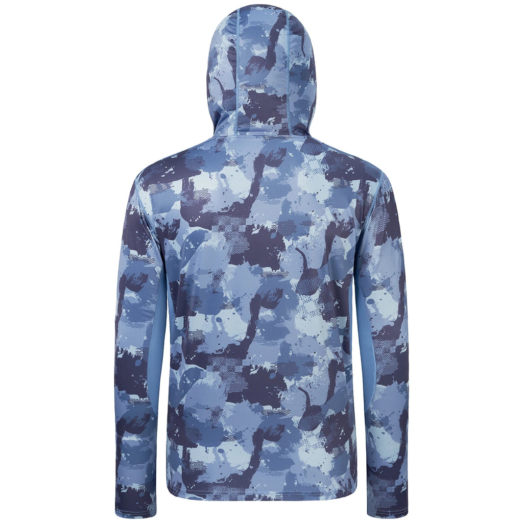 BASSDASH - Sudadera con capucha de manga larga para hombre, con protección solar, para pesca, senderismo, UPF 50+, camuflaje, con mascarilla y polaina ligera para el cuello