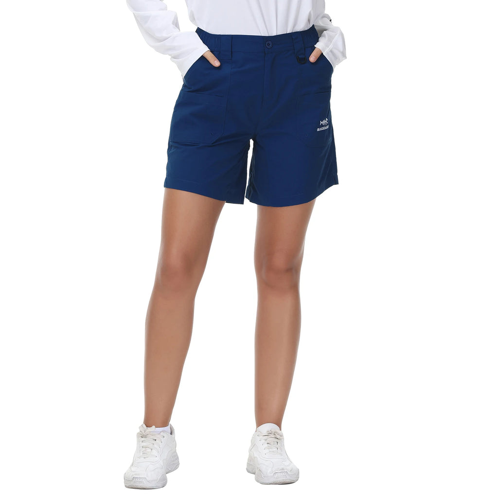 Pantalones cortos de pesca Bassdash de 7 pulgadas para mujer, resistentes al agua UPF 50+, de secado rápido, ligeros, para senderismo, con bolsillos